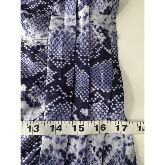 Topshop Python Snake Print Satin Crop Top Navy Mock Neck Long Sleeve Chic Blouse - Picture 11 of 11